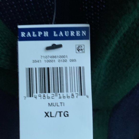 Polo Ralph Lauren Letterman P Wing Cardigan Jacket - Navy/Green - Picture 7 of 7